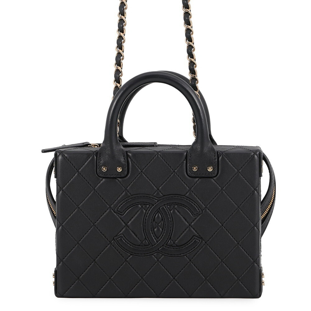 Chanel Chain Shoulder Bag, Matelassé, Coco Mark, Vanity Calf Leather, AS3345,...